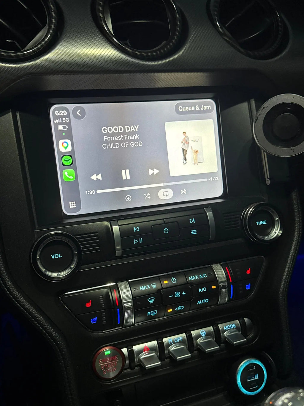 Radio Volume Knob Trim Rings for 2015-2022 Ford Mustang, 2 Pieces
