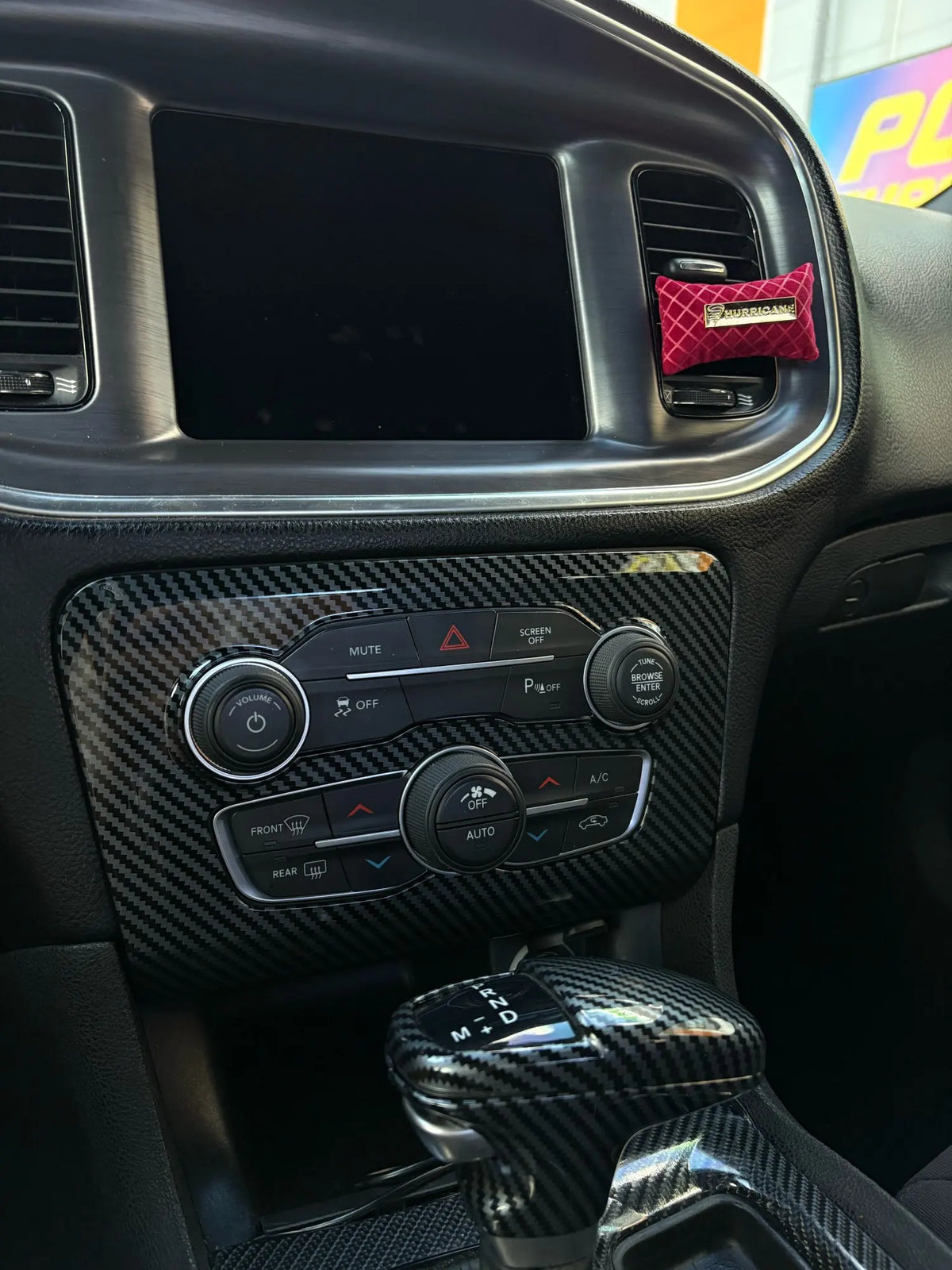 Gear Shift / A/C Panel Trim for 2015-2021 Dodge Charger, Carbon Look