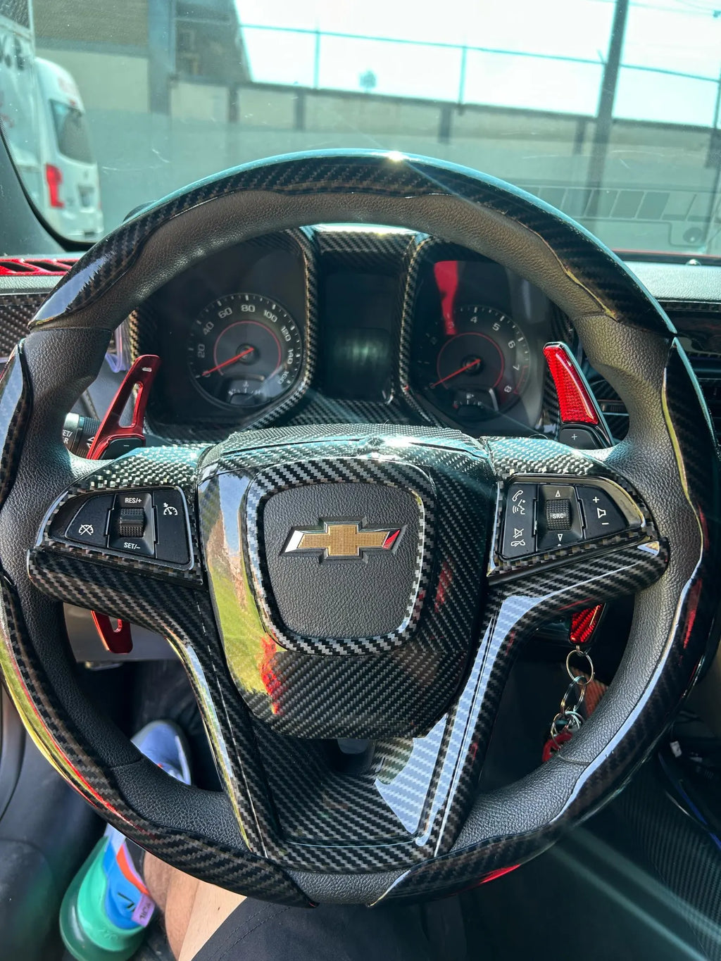 Carbon-Look Center Console Shift Panel Cover for 2010-2015 Chevy Camaro