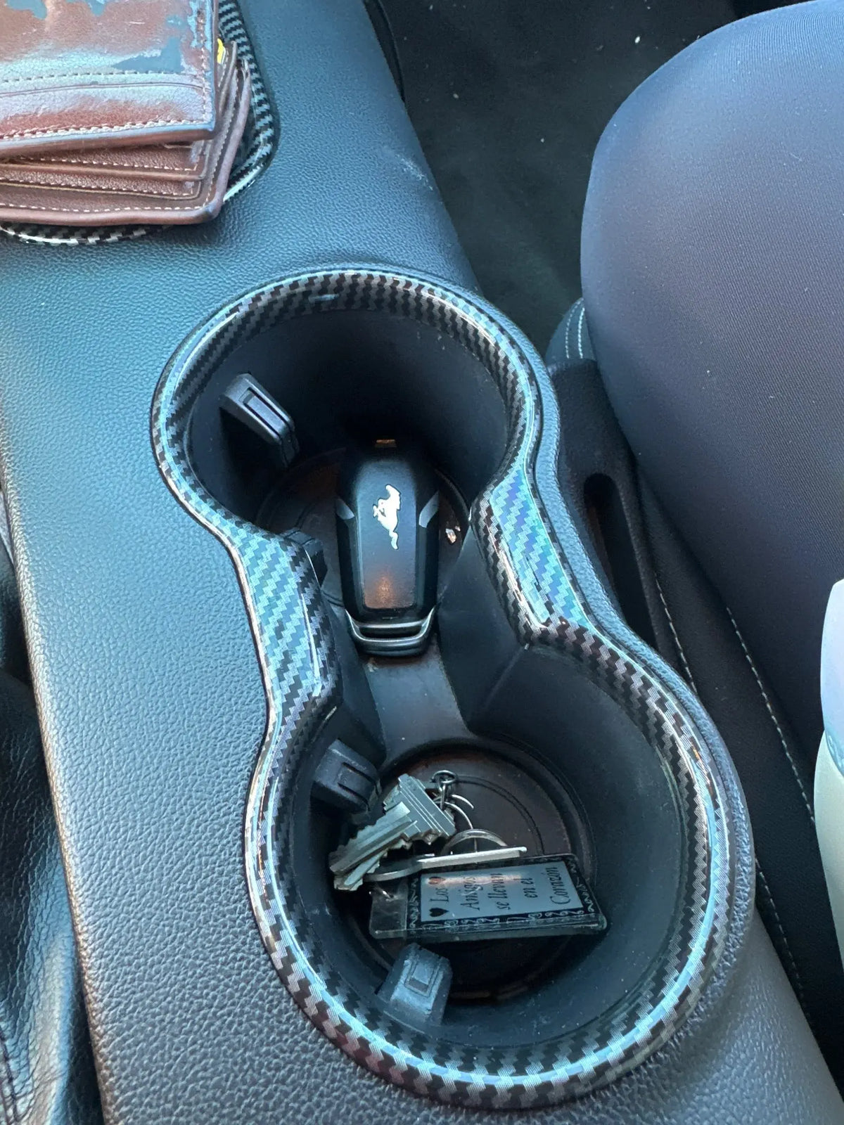 Carbon-Look Front Cup Holder Trim for 2015-2022 Ford Mustang