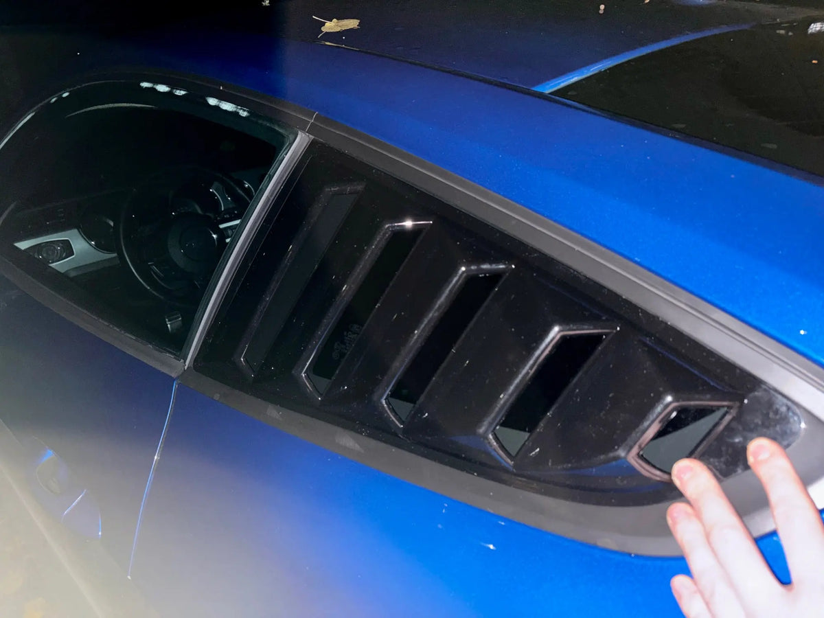Rear Quarter Window Louvers for 2015-2021 Ford Mustang, Gloss Black