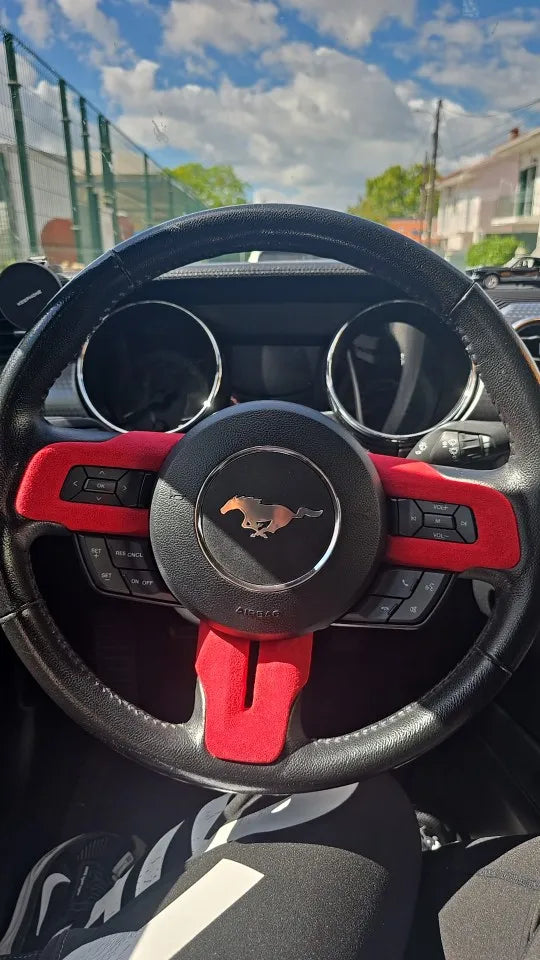 Suede Steering Wheel Panel Trim for Ford Mustang
