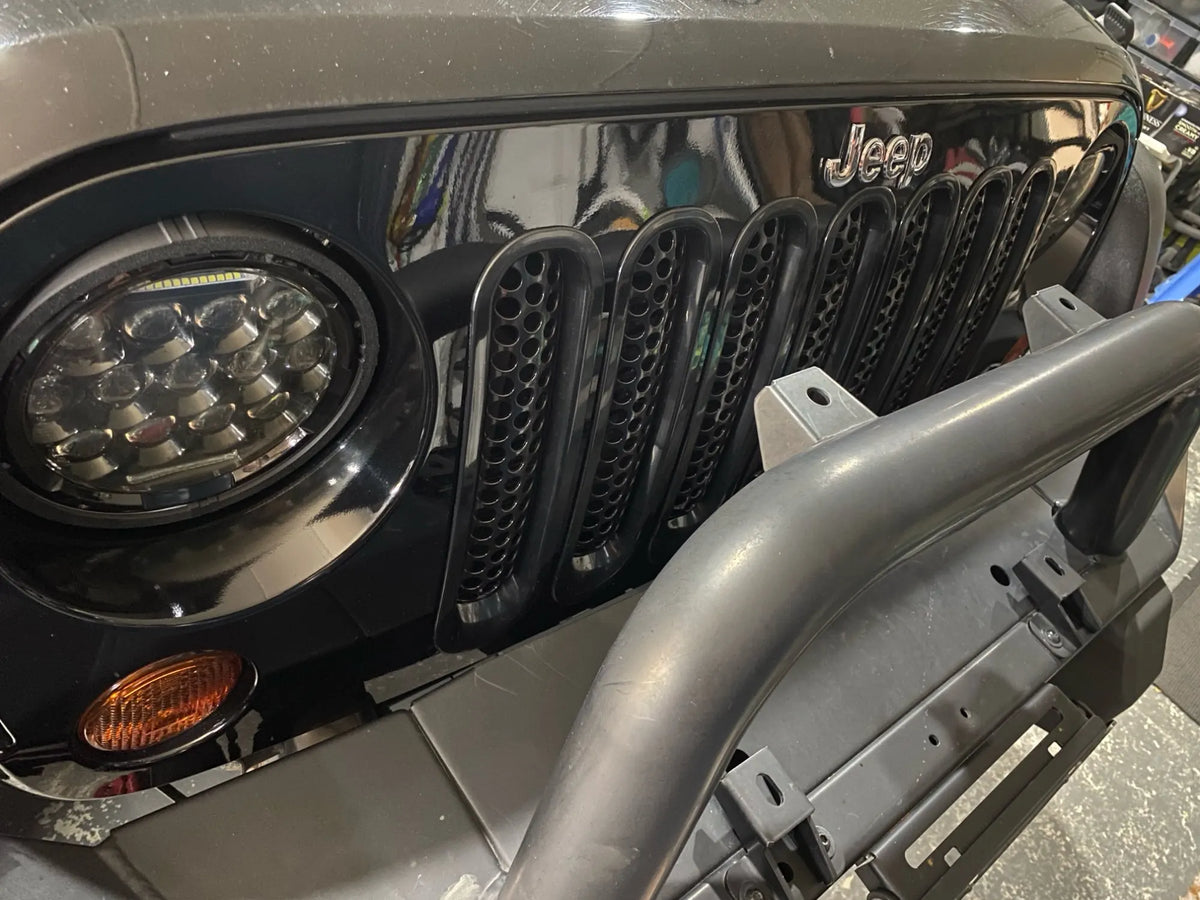 Mesh Grille Inserts for 2007-2015 Jeep Wrangler JK, 7 Pieces