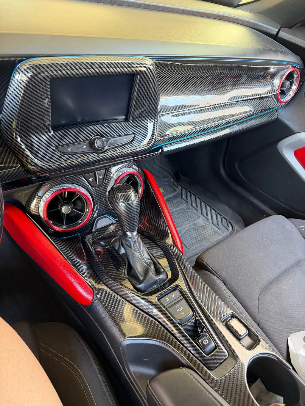 Carbon-Look Steering Wheel Button Panel Cover for 2016-2024 Chevy Camaro