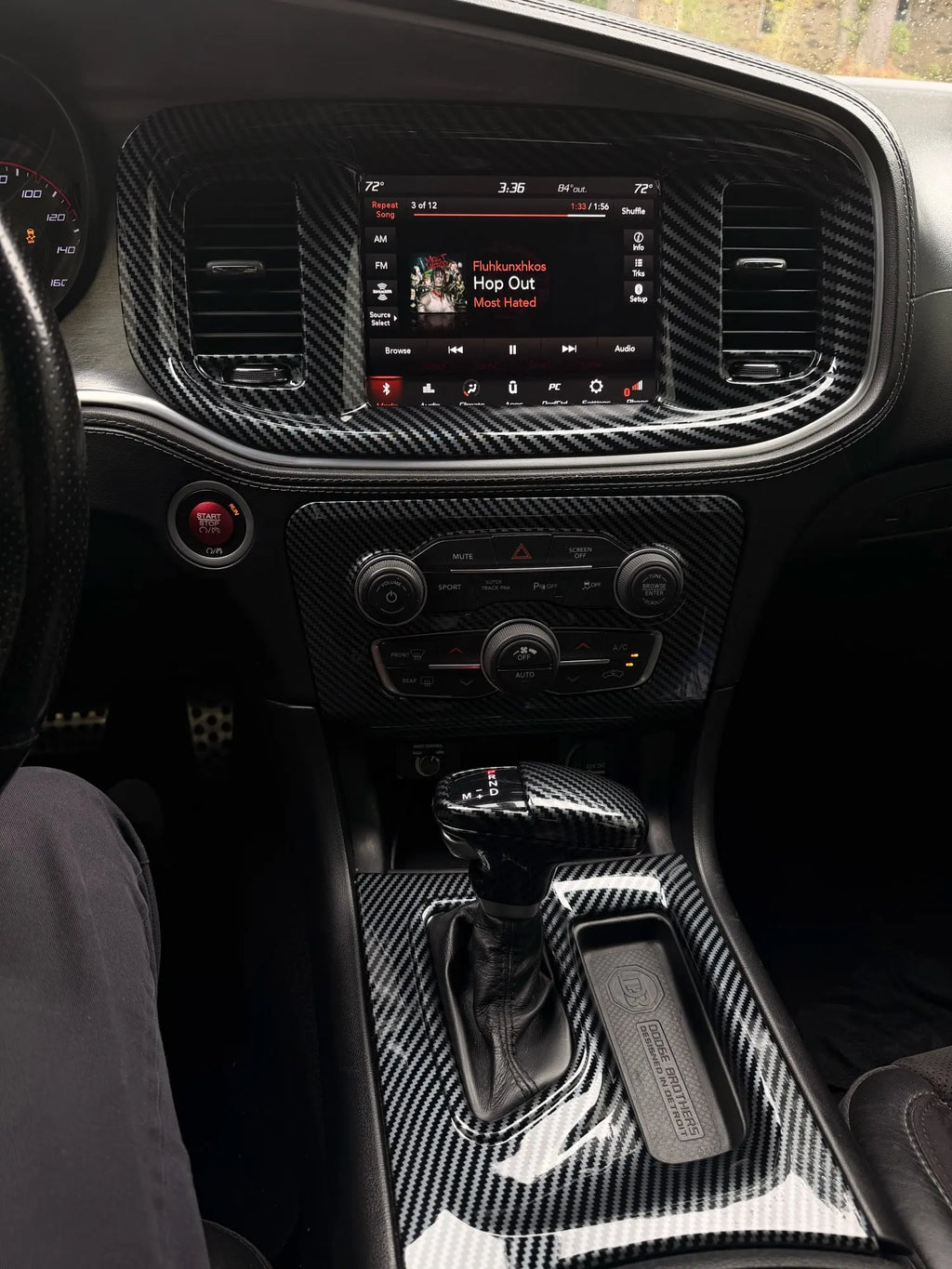 Carbon-Look Gear Shift Cover for Dodge Charger, Challenger and Durango