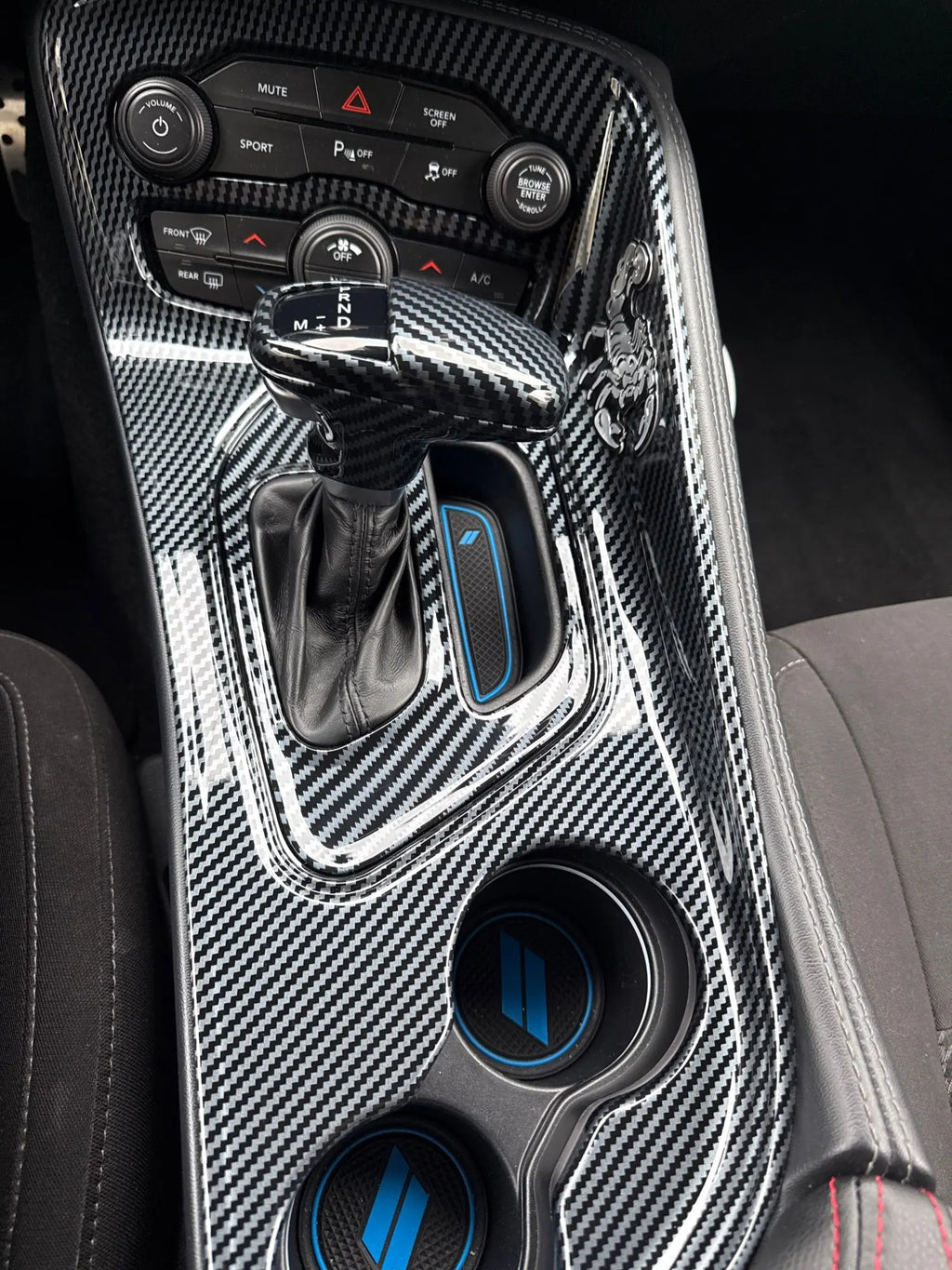 Carbon-Look Gear Shift Cover for Dodge Charger, Challenger and Durango