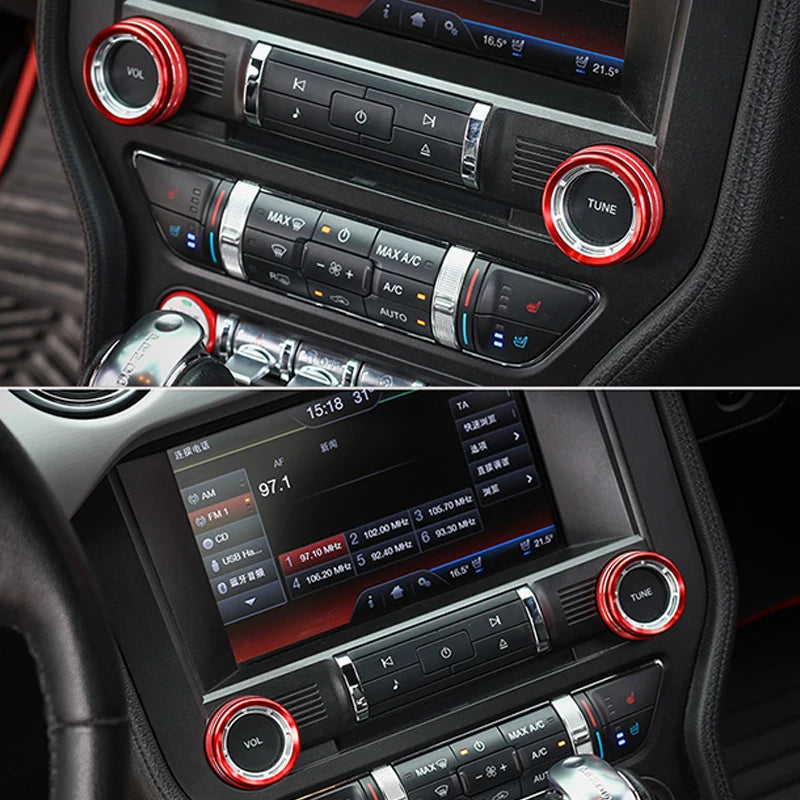 Radio Volume Knob Trim Rings for 2015-2022 Ford Mustang, 2 Pieces