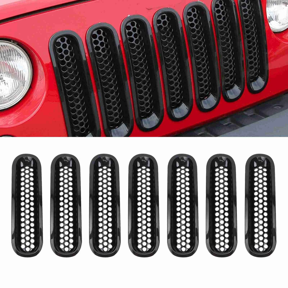 Mesh Grille Inserts for 2007-2015 Jeep Wrangler JK, 7 Pieces