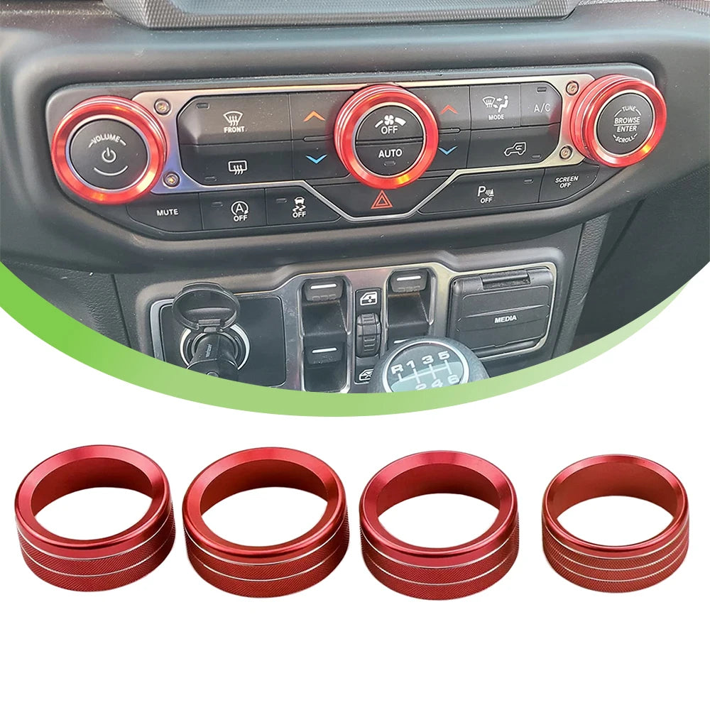 Climate Control Knob Cover Set for 2018-2023 Jeep Wrangler JL / Gladiator JT
