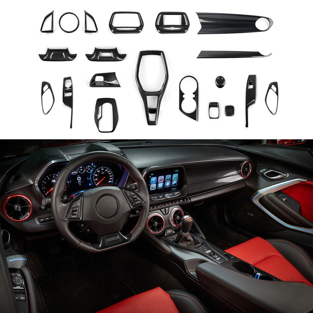 Carbon-Look Steering Wheel Button Panel Cover for 2016-2024 Chevy Camaro