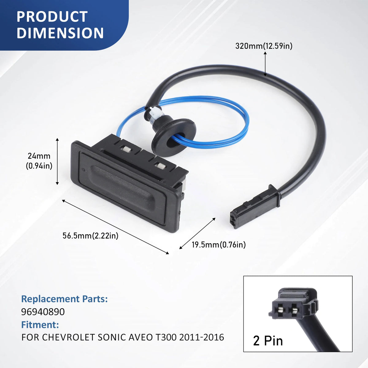 Trunk Release Switch for 2012-2019 Chevy Sonic Sedan, 96940890