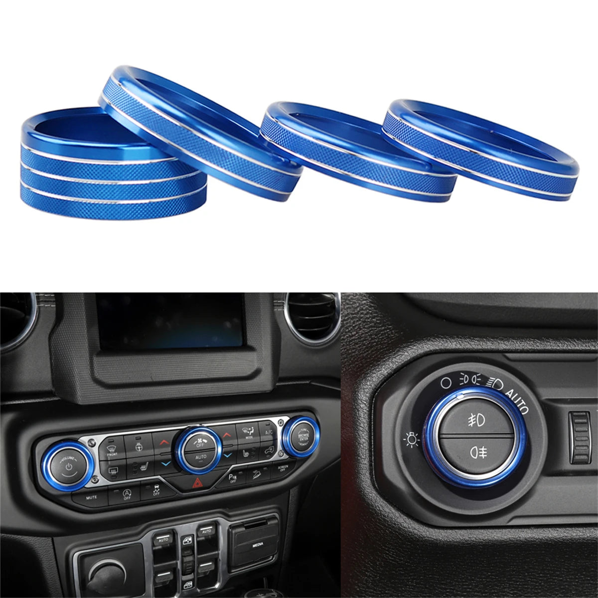 Climate Control Knob Cover Set for 2018-2023 Jeep Wrangler JL / Gladiator JT