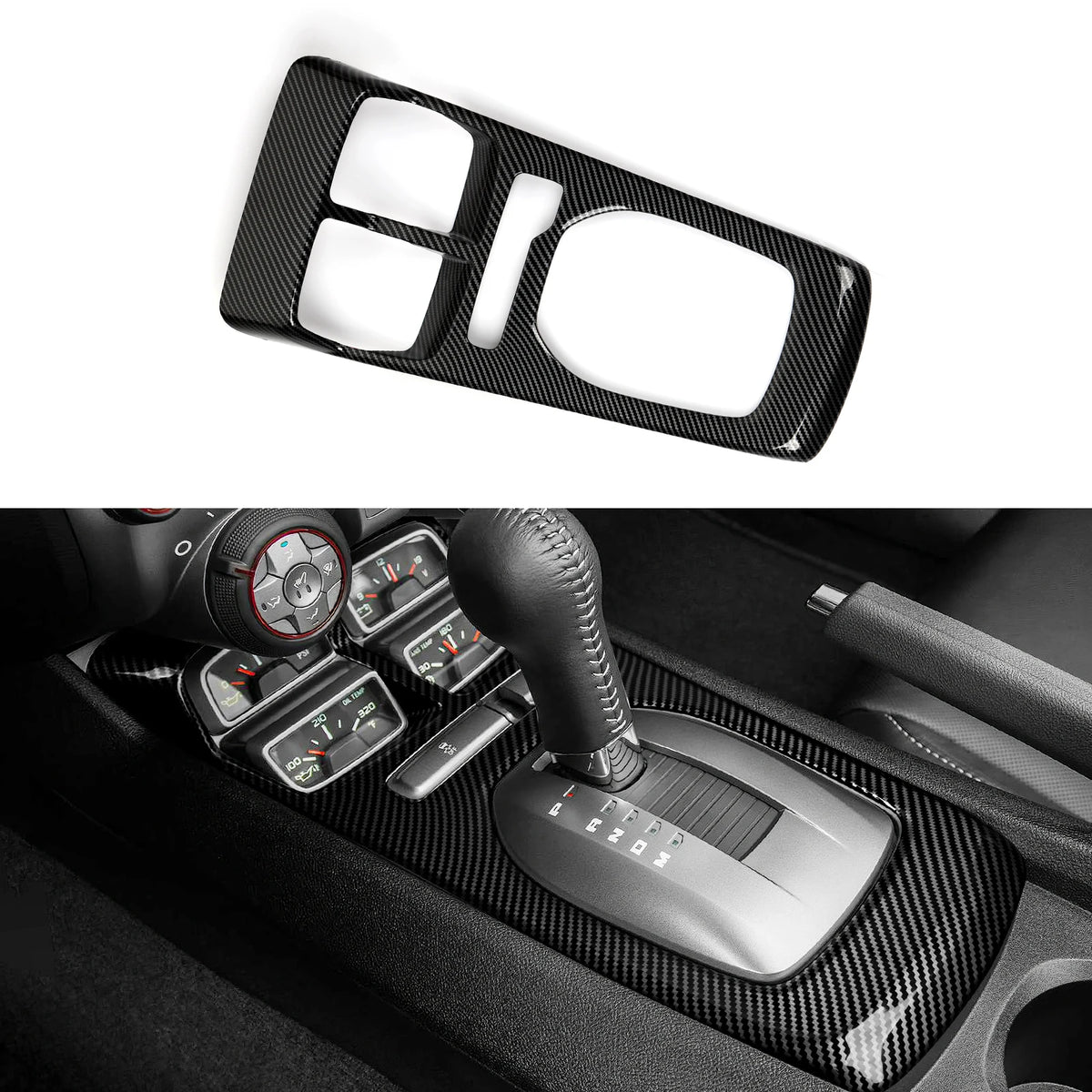 Carbon-Look Center Console Shift Panel Cover for 2010-2015 Chevy Camaro