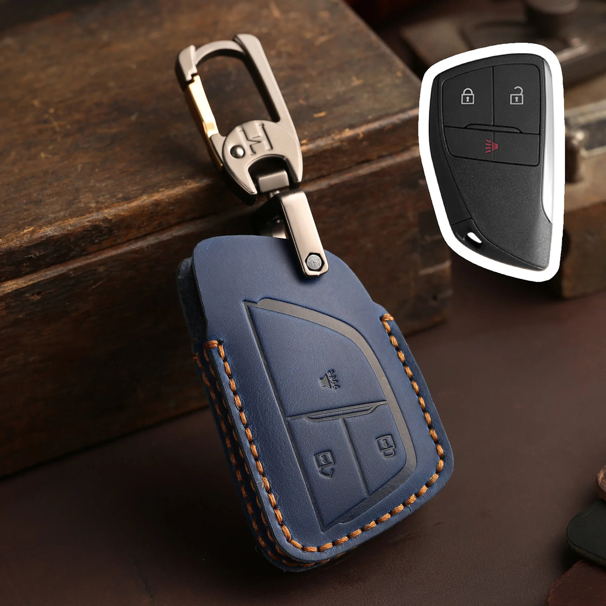 PU Leather Key Fob Cover for Buick Envision, GMC Yukon, Chevy Tahoe / Suburban