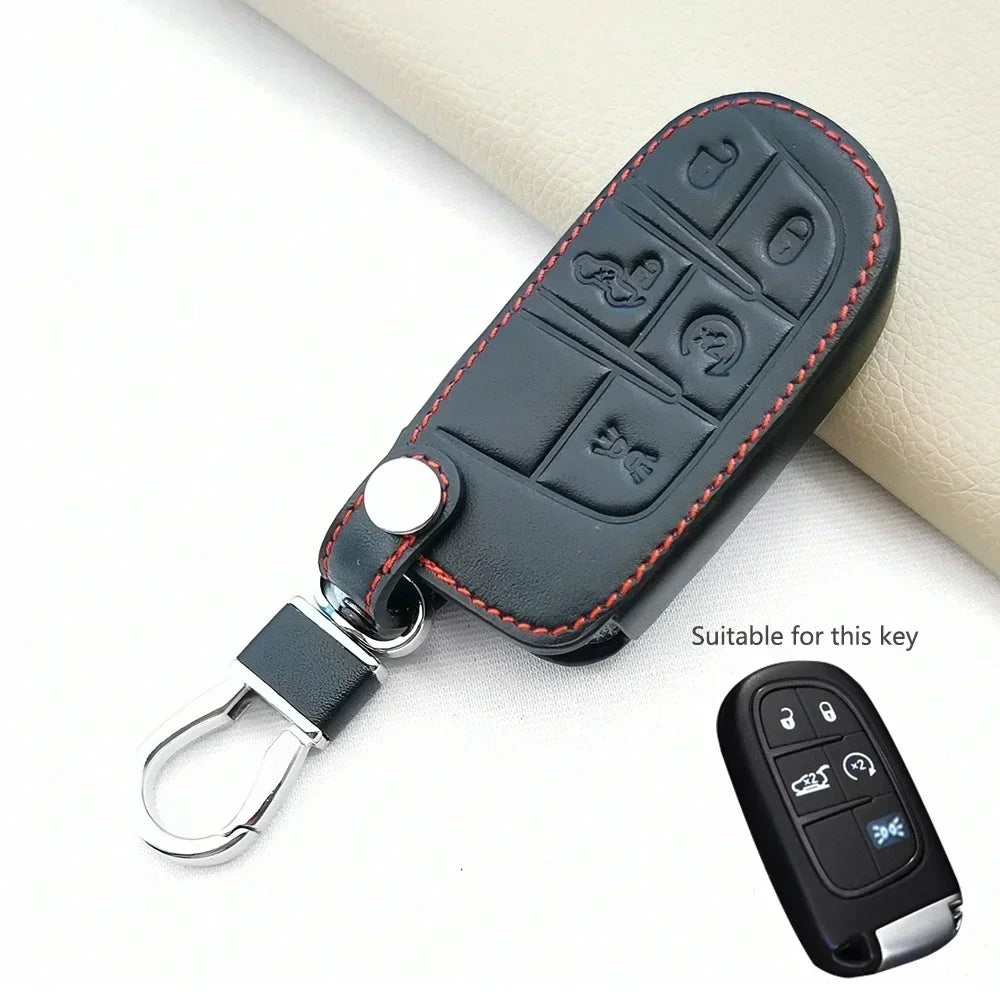 PU Leather Key Case for Jeep Cherokee / Compass, Chrysler 300C, Dodge Challenger