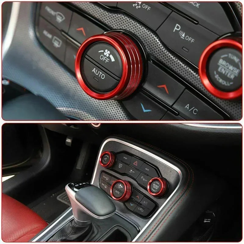 A/C and Volume Knob Cover Set for 2015-2020 Dodge Challenger / Charger