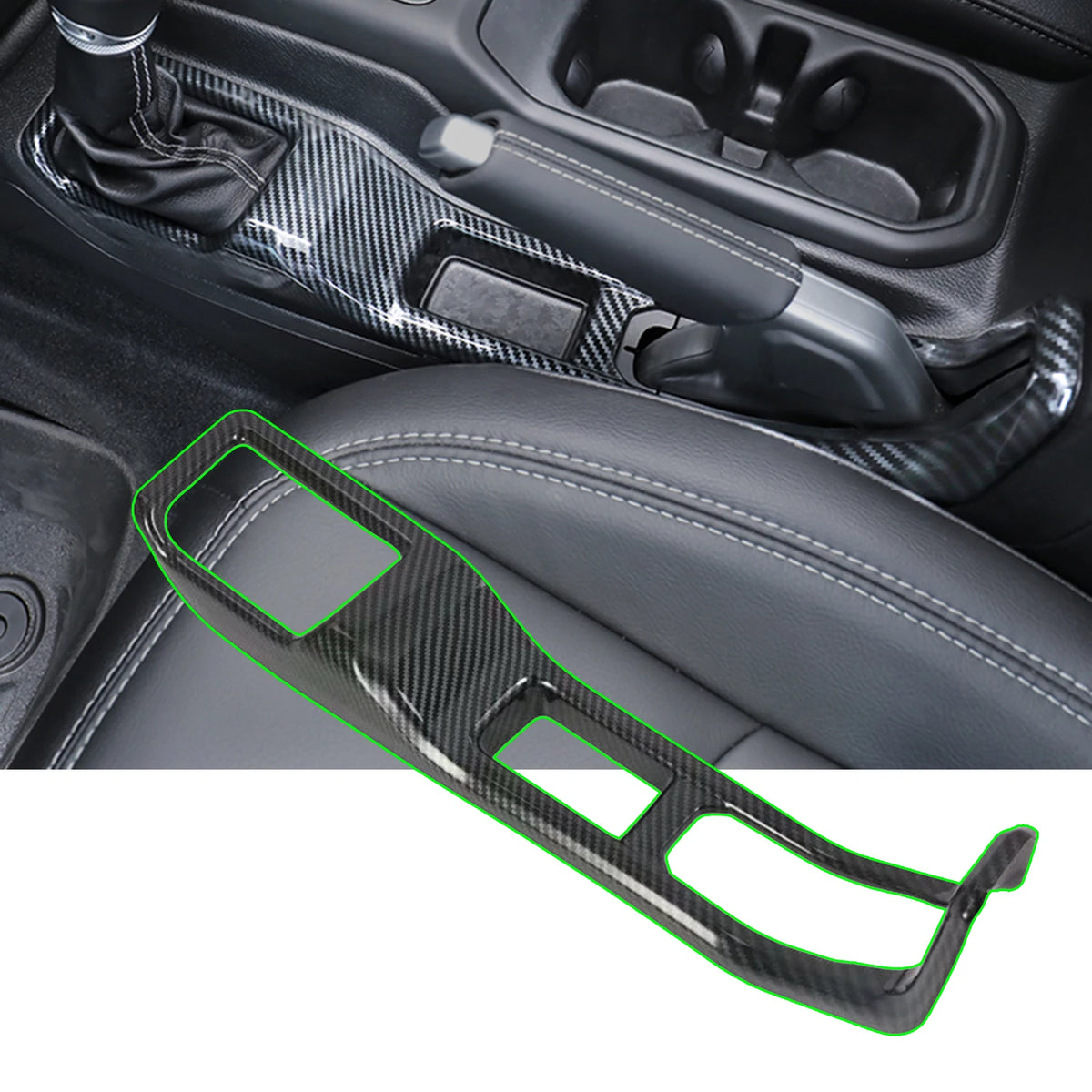 Cup Holder and 4WD Shift Panel Cover for 2018-2023 Jeep Wrangler JL