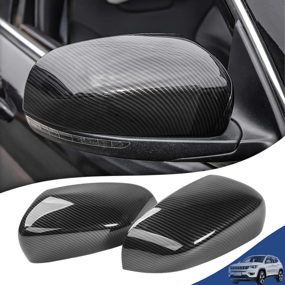 Carbon-Look Mirror Covers for Jeep Cherokee 2014-2023 / Compass 2017-2023