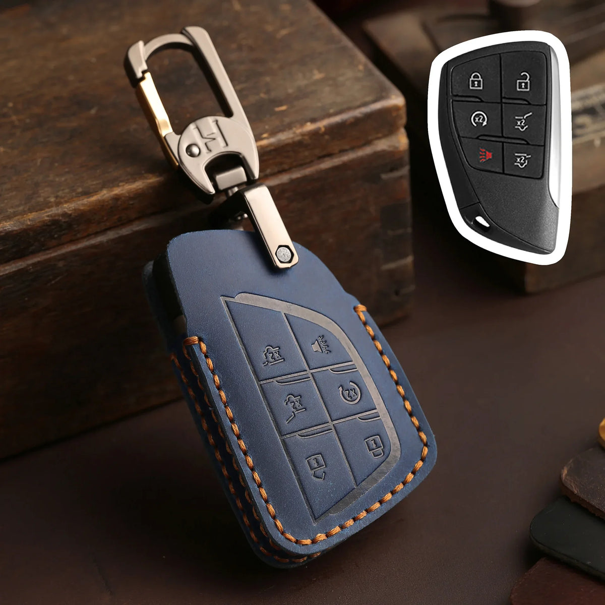 PU Leather Key Fob Cover for Buick Envision, GMC Yukon, Chevy Tahoe / Suburban