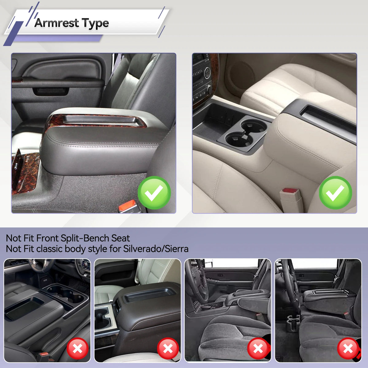 Console Armrest Cover for 2007-2014 Chevy Silverado / Tahoe / GMC Sierra / Yukon