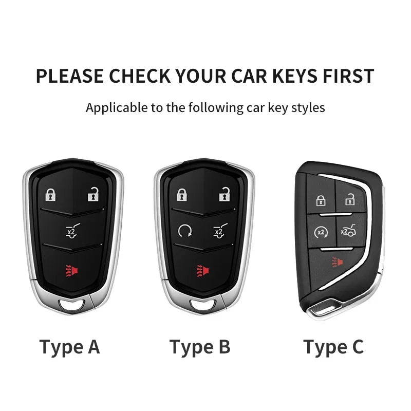 Leather Key Fob Cover for Cadillac CT4, CT5, ATS, CTS, XT5, Escalade