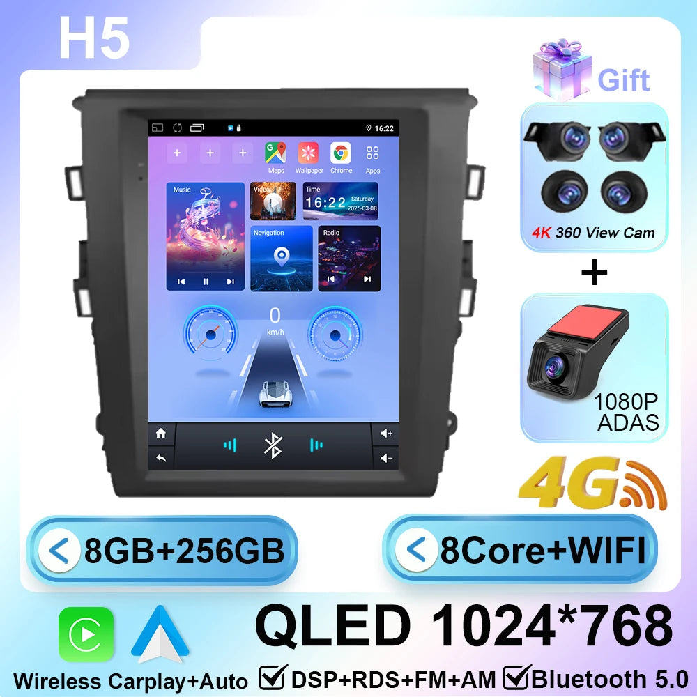 9.7 in. Android 15 CarPlay Head Unit for 2013-2018 Ford Fusion