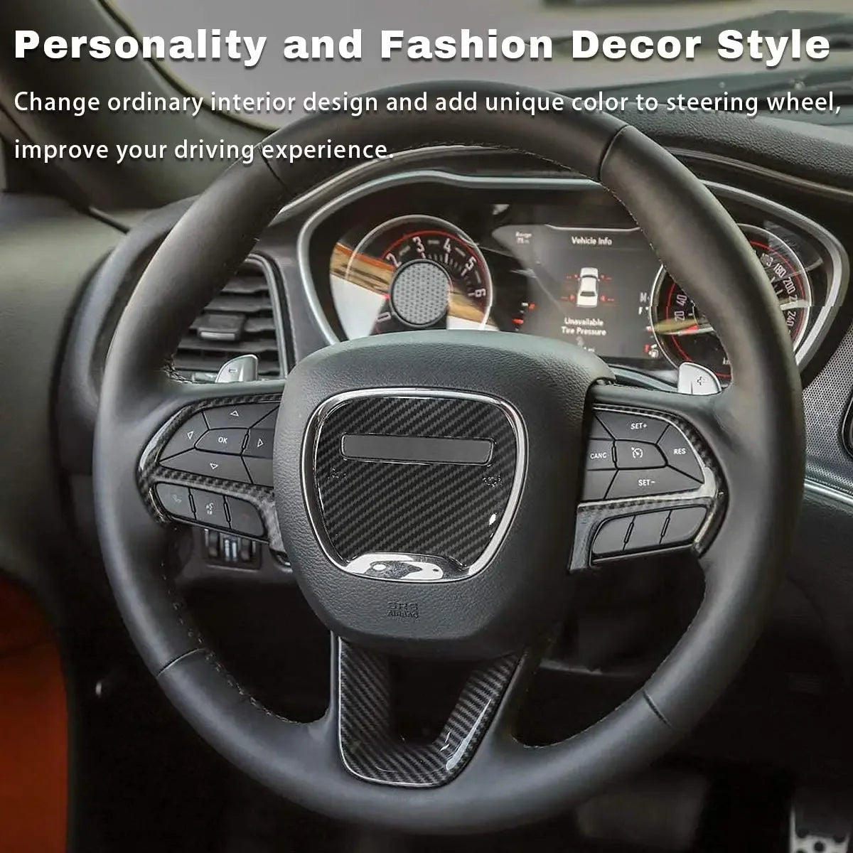 Steering Wheel Trim for 2015-2021 Dodge Challenger / Charger / Durango, 4 pcs