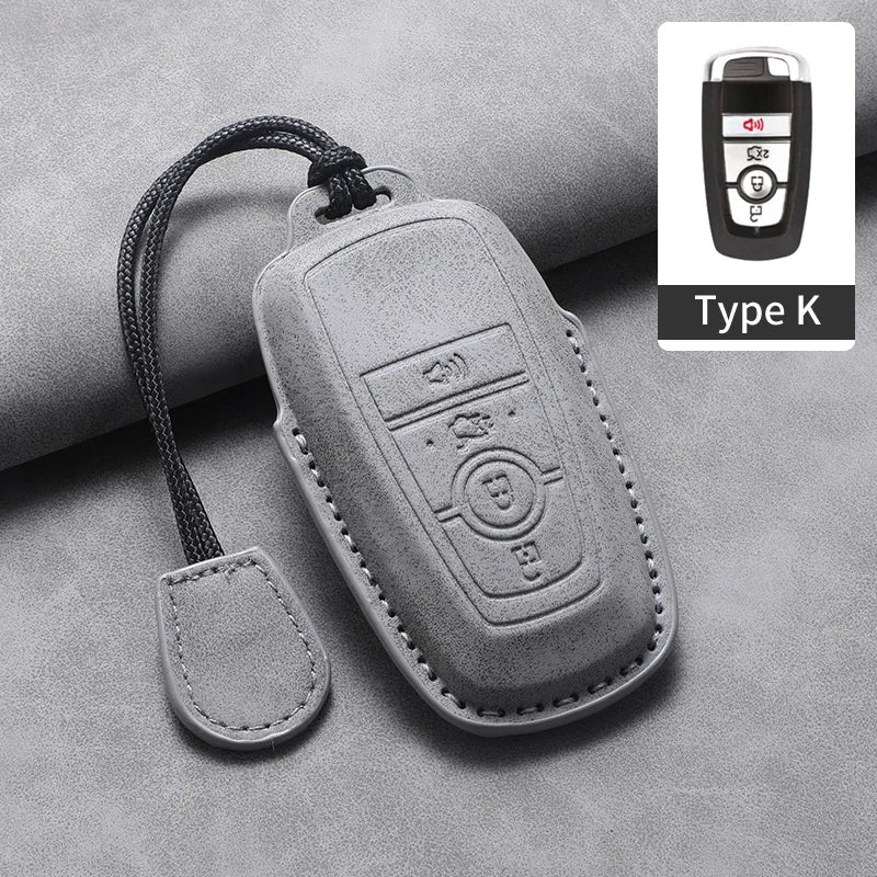 PU Leather Key Fob Cover for Ford Fusion, Edge, Explorer, Focus, F-150, Escape