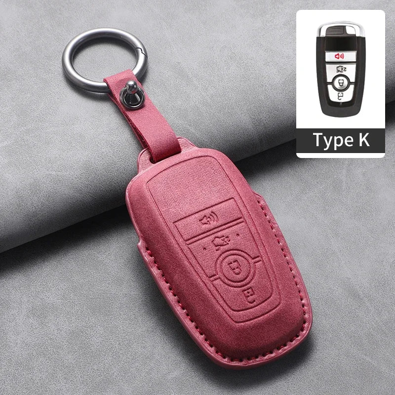 PU Leather Key Fob Cover for Ford Fusion, Edge, Explorer, Focus, F-150, Escape