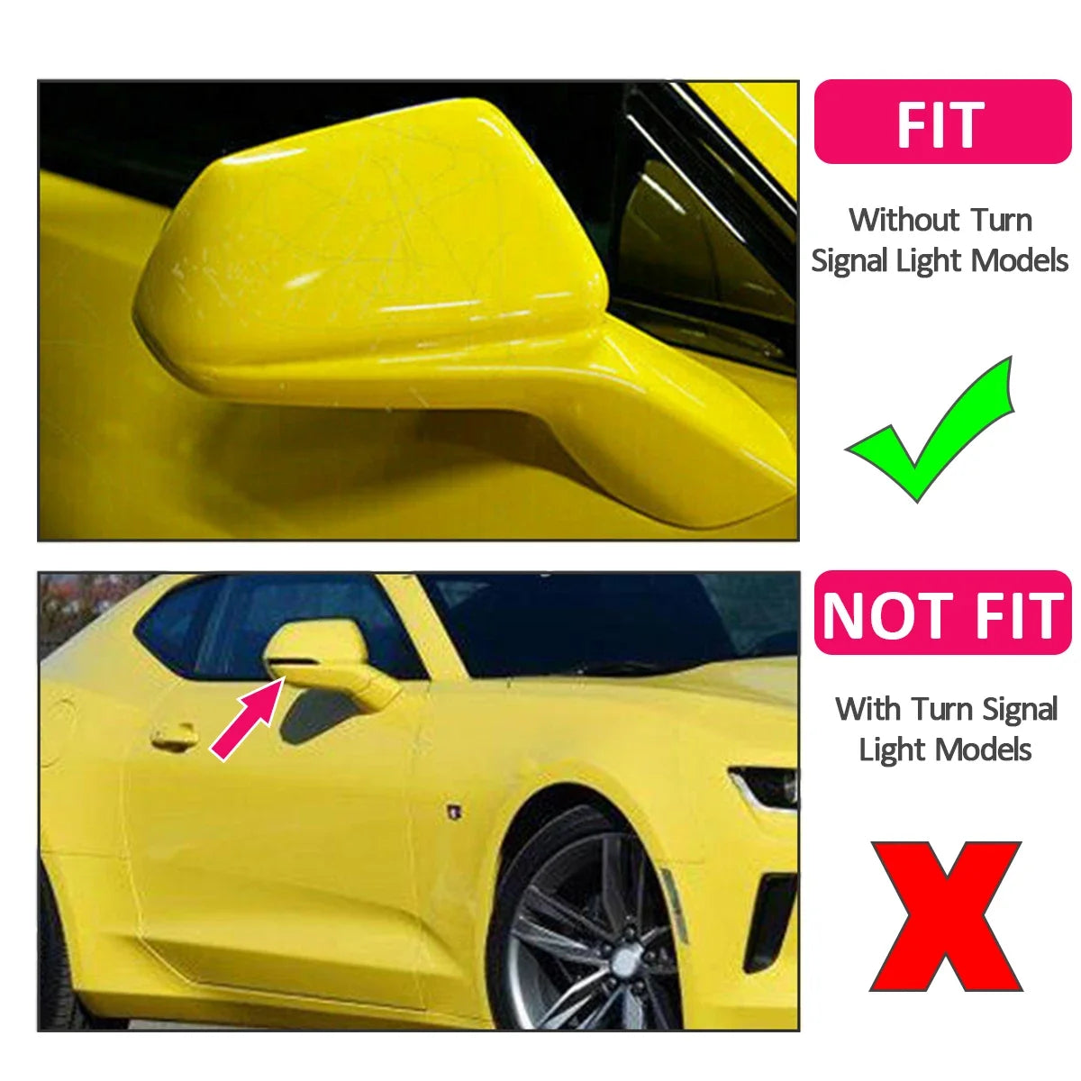 Side Mirror Cap Covers for 2016-2022 Chevy Camaro