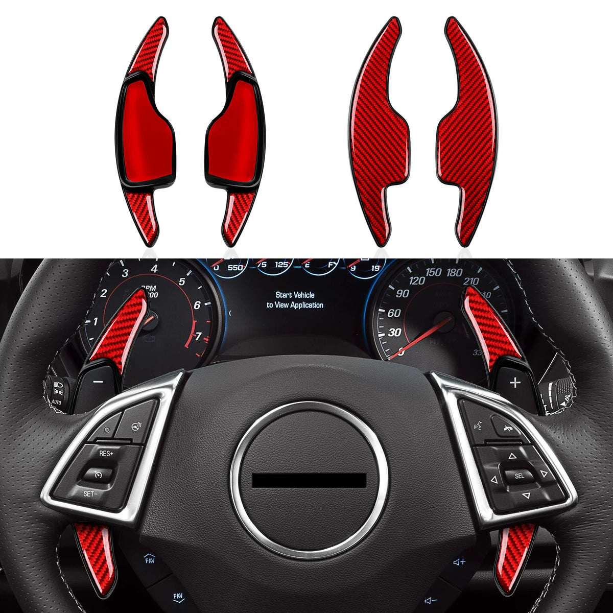 Carbon-Look Steering Wheel Button Panel Cover for 2016-2024 Chevy Camaro