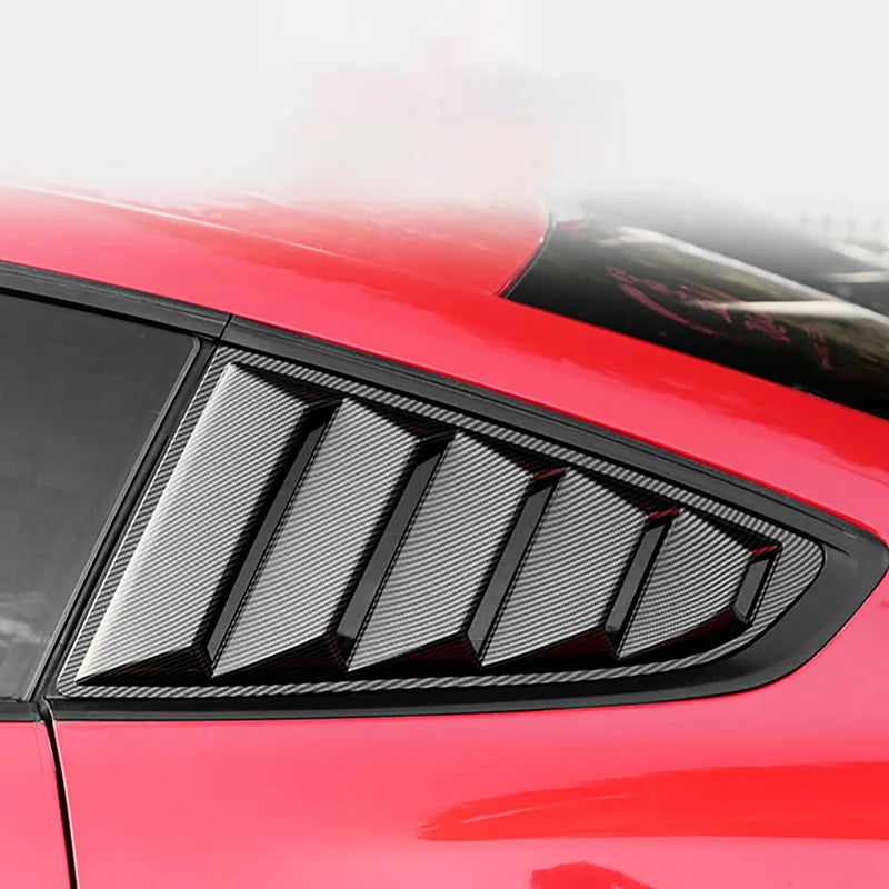 Rear Quarter Window Louvers for 2015-2021 Ford Mustang, Gloss Black