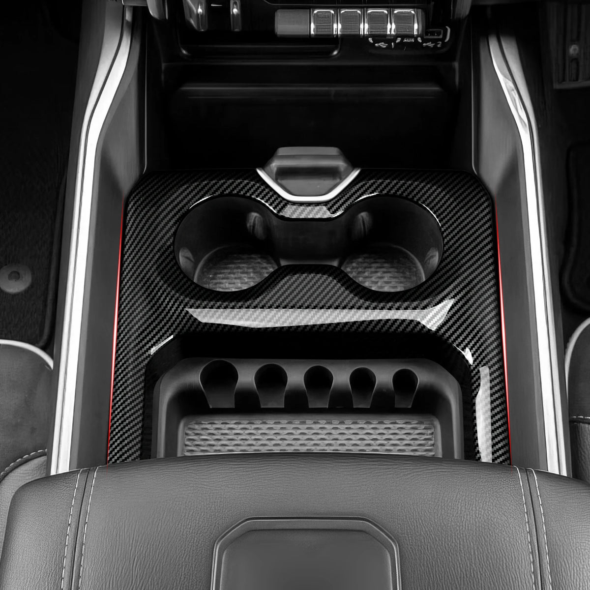 Carbon-Look Cup Holder Panel Cover for 2019-2026 Ram 1500, 2500, 3500