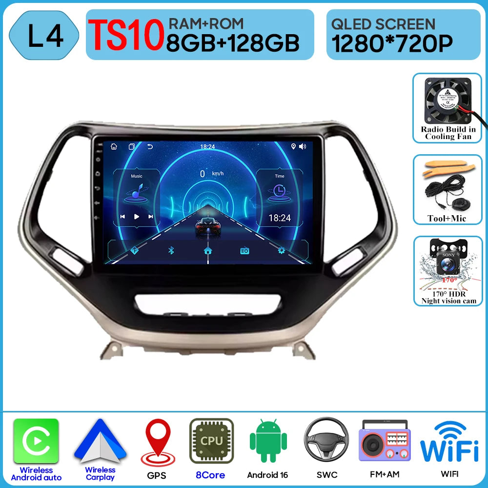 10 in. Android CarPlay Head Unit for 2014-2018 Jeep Cherokee KL