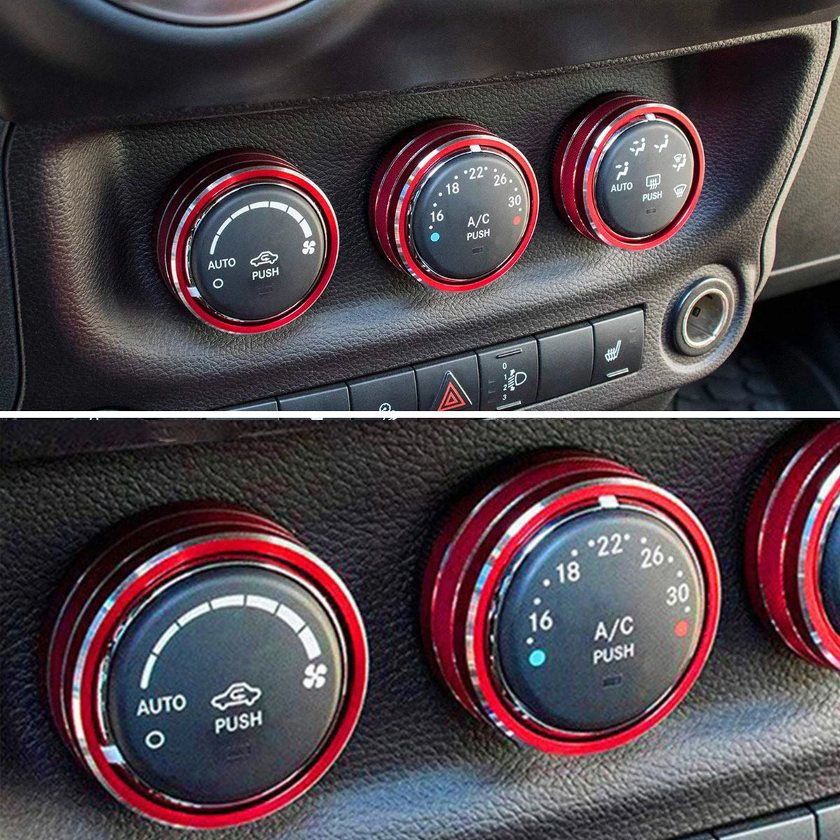 A/C Knob Trim Rings for 2010-2018 Jeep Wrangler JK / Liberty / Compass / Patriot