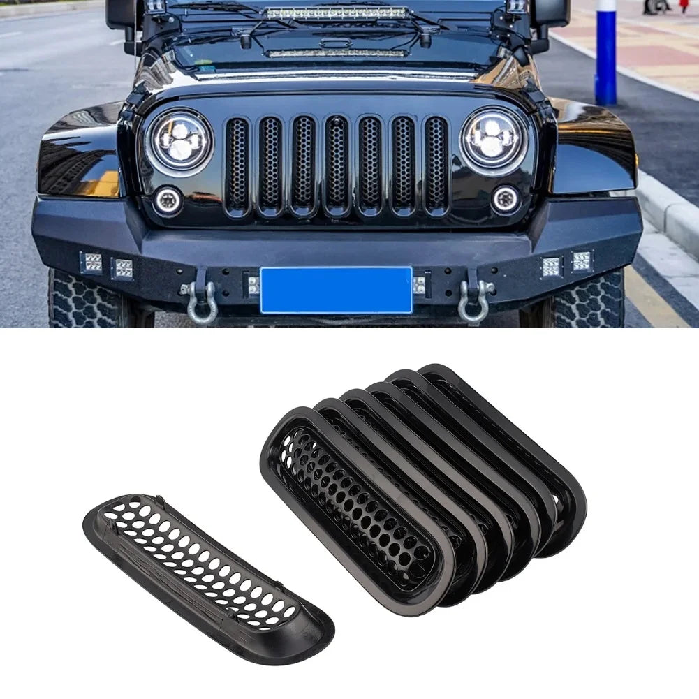 Mesh Grille Insert Kit for 2007-2017 Jeep Wrangler JK, Matte or Gloss