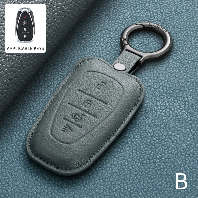 PU Leather Key Fob Cover for Chevy Malibu, Camaro, Cruze, Equinox, Bolt