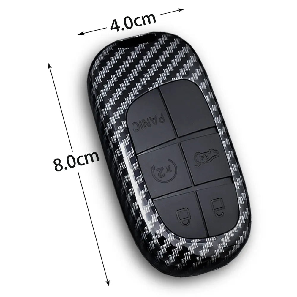 Carbon-Look Key Fob Cover for Dodge Ram, Charger, Durango, Grand Cherokee