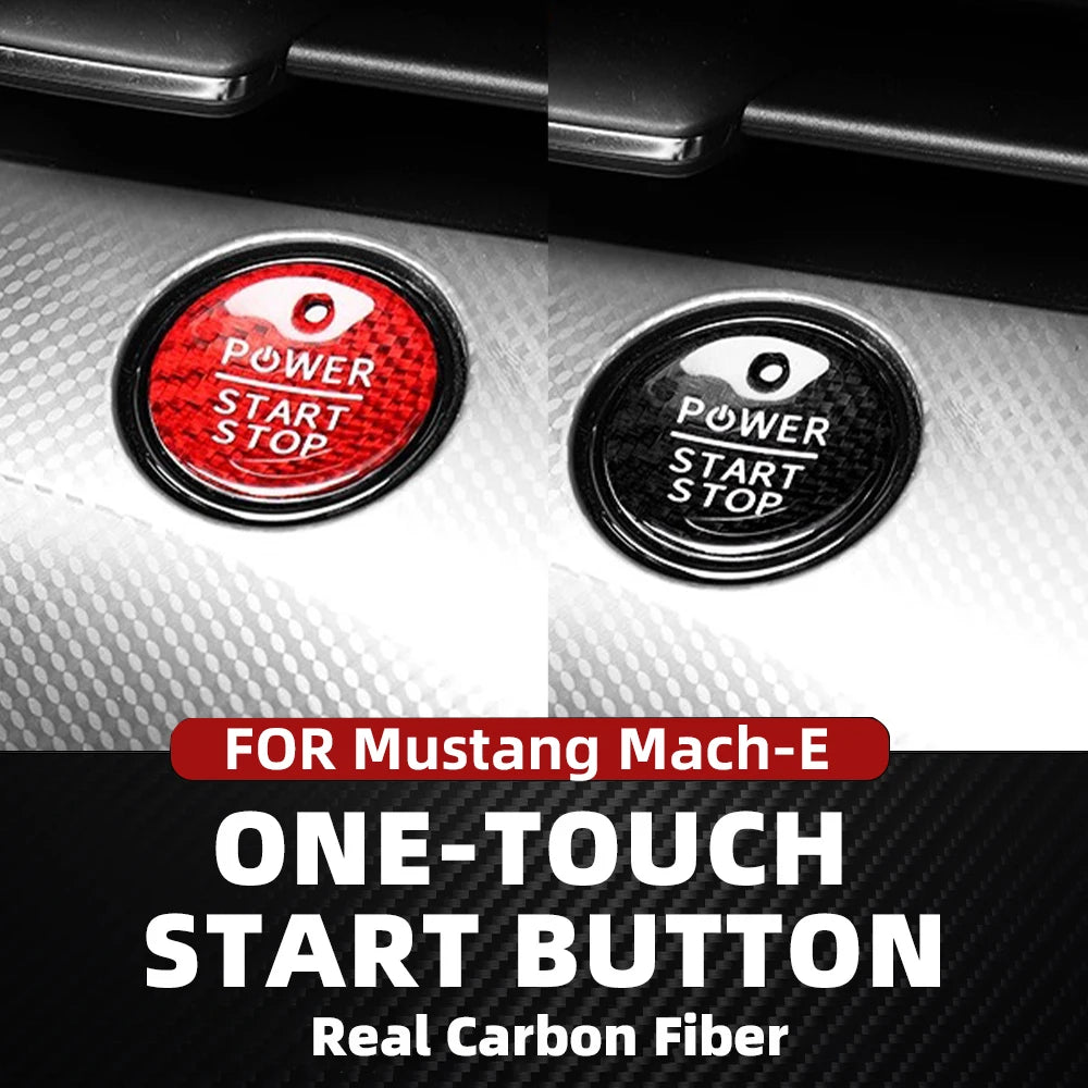 Carbon-Fiber Look Start-Stop Button Cover for Ford Mustang Mach-E