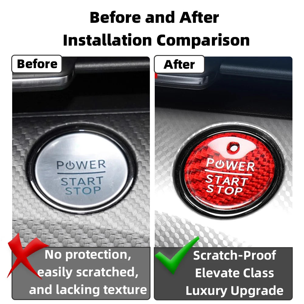 Carbon-Fiber Look Start-Stop Button Cover for Ford Mustang Mach-E