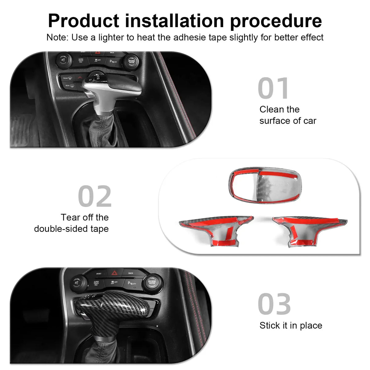 Carbon-Look Gear Shift Cover for Dodge Charger, Challenger and Durango