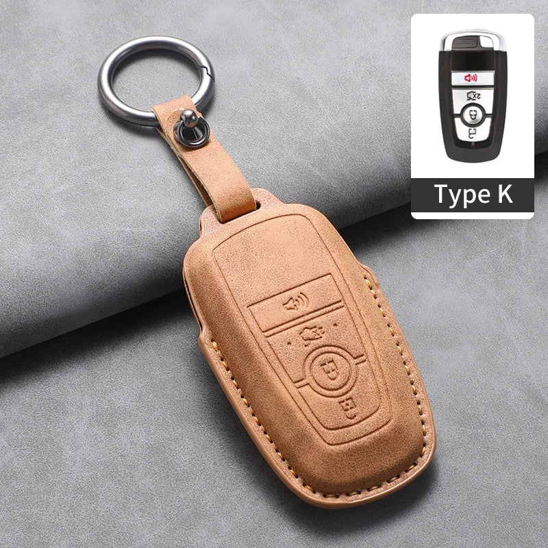 PU Leather Key Fob Cover for Ford Fusion, Edge, Explorer, Focus, F-150, Escape