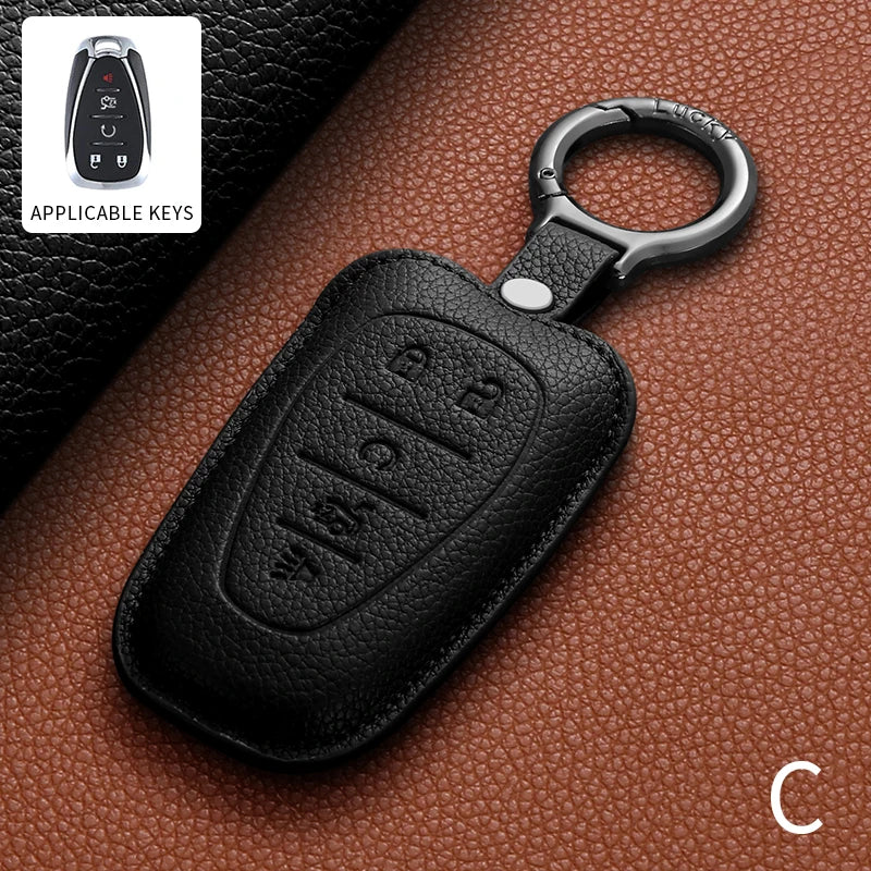 PU Leather Key Fob Cover for Chevy Malibu, Camaro, Cruze, Equinox, Bolt