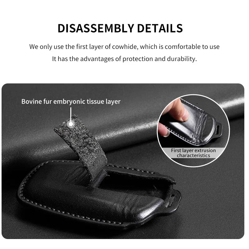 Leather Key Fob Cover for Cadillac CT4, CT5, ATS, CTS, XT5, Escalade