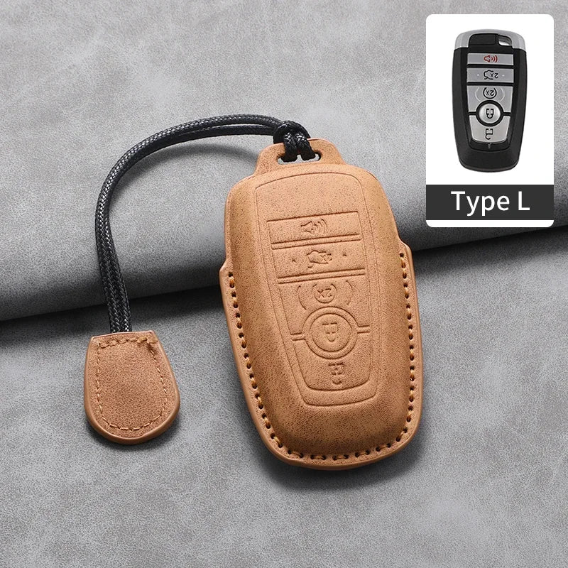 PU Leather Key Fob Cover for Ford Fusion, Edge, Explorer, Focus, F-150, Escape