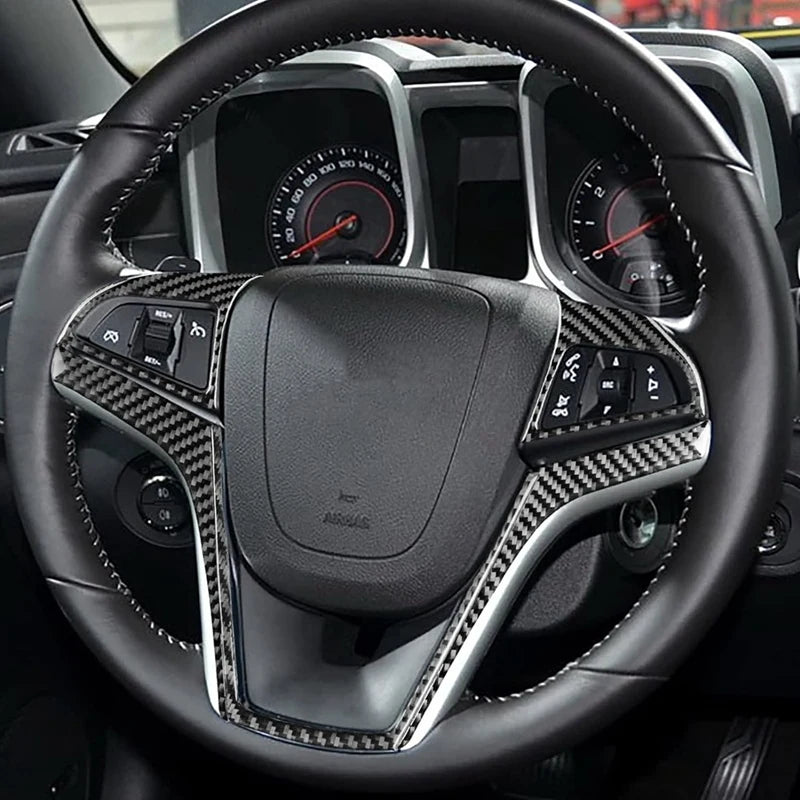 Carbon-Look Steering Wheel Button Trim for 2012-2015 Chevy Camaro