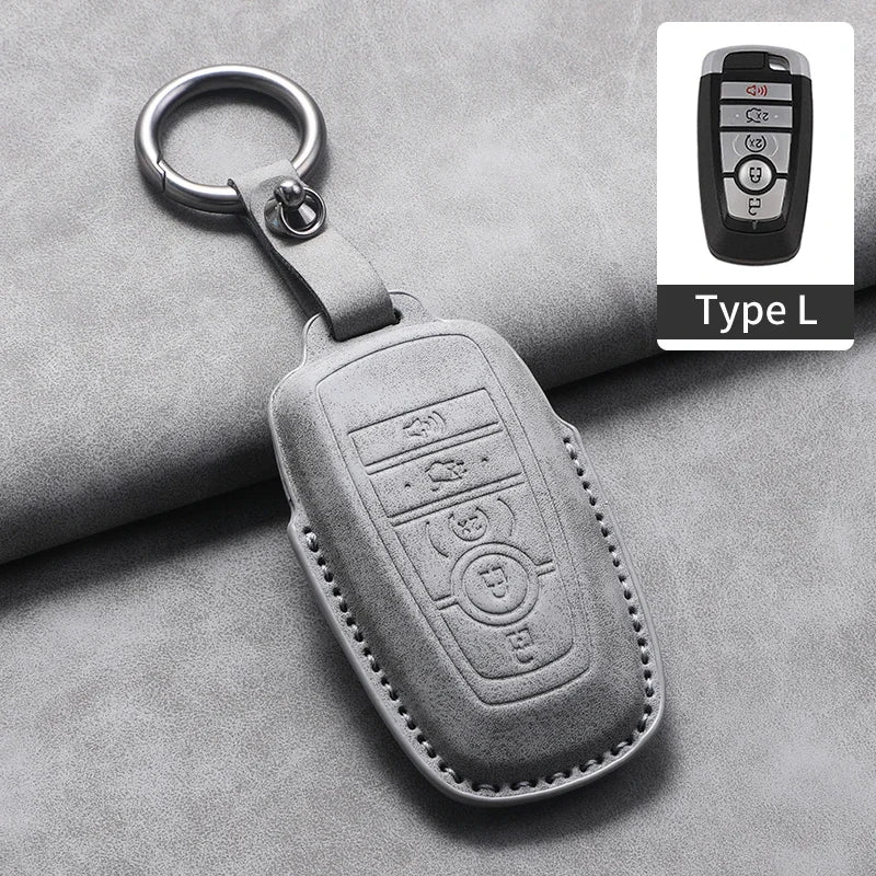 PU Leather Key Fob Cover for Ford Fusion, Edge, Explorer, Focus, F-150, Escape