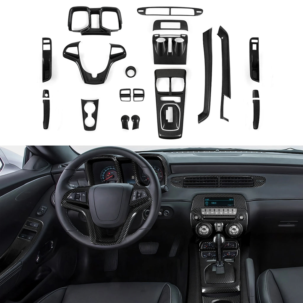 Carbon-Look Center Console Shift Panel Cover for 2010-2015 Chevy Camaro