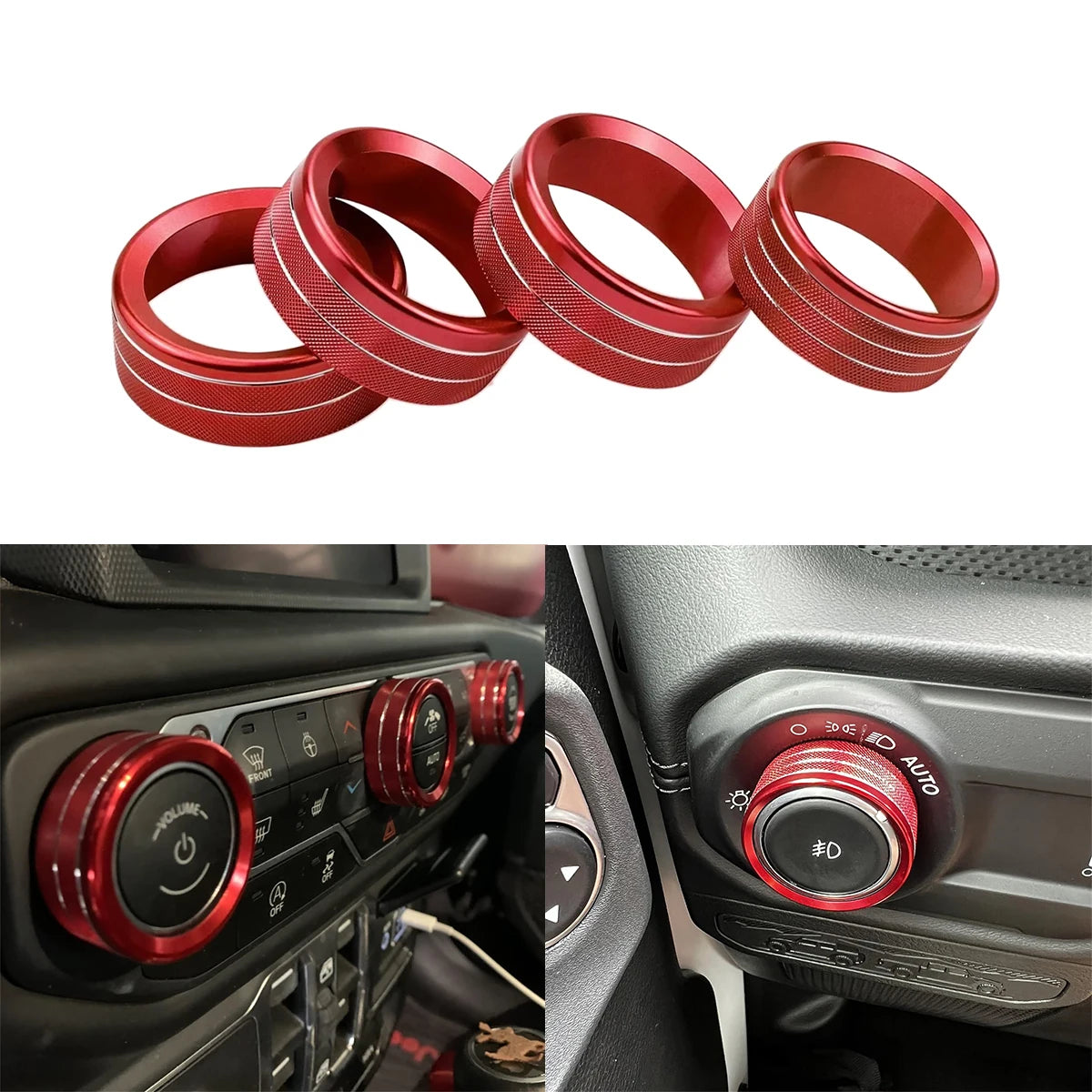 Climate Control Knob Cover Set for 2018-2023 Jeep Wrangler JL / Gladiator JT