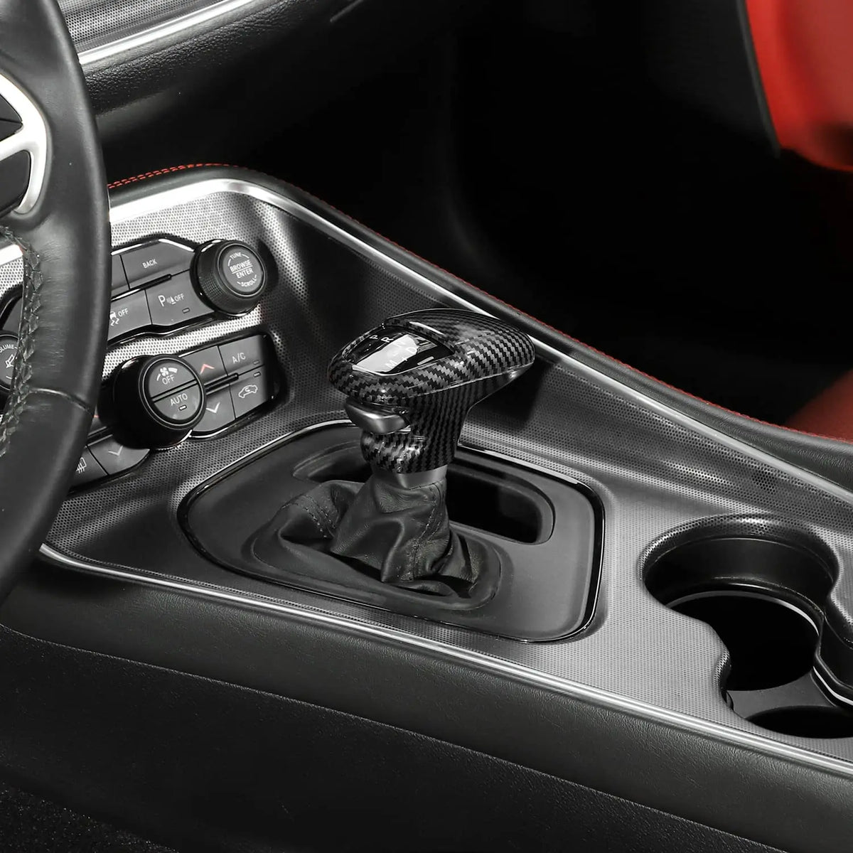 Carbon-Look Gear Shift Cover for Dodge Charger, Challenger and Durango